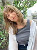 クールショート/ボブルフ/ピンクベージュ/シルバーカラー