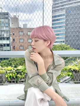 ディフィー 渋谷(defi) フェミニンピンク×エアリーマッシュショート / ボブショート