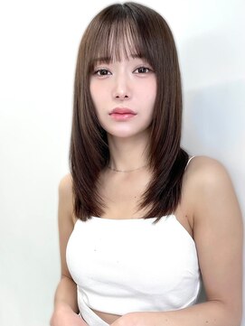 ヴェイン 渋谷(vain) ロングレイヤー　2wayバング　シースルーバング　ブラウンカラー