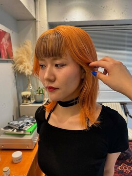 イル 天神大名店(ill) オレンジ×前髪インナーカラー(福岡/天神)