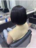 【黒髪ボブ縮毛矯正】自然な艶と丸み