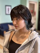 ラべリー 池袋(LOVELEY)&nbsp;ダークグレー×ターコイズ　ヘアカラー　【池袋】