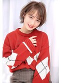 シースルーバングマッシュボブウルフマッシュマロンブラウン