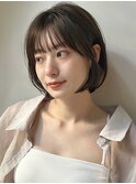 耳掛けボブ#黒髪#ボブルフ#小顔#ネビージュ#ワンレン