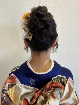 ウィスプ 赤羽店(wisp) 高めのお団子ヘアアレンジ 和装と合わせる ハイポニーテール#2