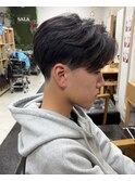 センターパート　メンズカット