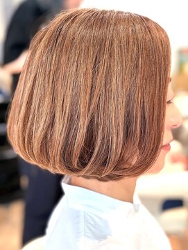 ジル ヘアアンドメイク 恵比寿(JILLE hair&make) 暖色オレンジブラウン40代50代大人ボブ丸みボブワンレン内巻き