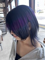 リドル ヘアー 駒生店(Riddle HAIR)&nbsp;ブルー×パープルの個性派デザインカラー