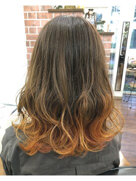 リズ オブ ヘアー(Lis of hair) 裾カラー☆グラデーション☆オレンジ