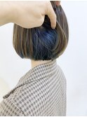 【松戸 ムラマツ】前髪ショートボブインナーカラーブルー