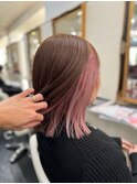 インナーカラーピンクダブルカラーブリーチ