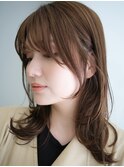 ◆ミディアムレイヤーカット/顔周りレイヤー/小顔ヘア/ブラウン