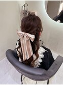 編み込みハーフアップ/梅田ヘアセット