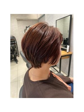 アース 二俣川店(HAIR&MAKE EARTH) 二俣川_レディース_ショートボブ_大人ヘア_アプリコットカラー