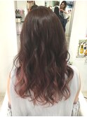 【　セミロング　】　インナーブリーチ×ベリーピンク