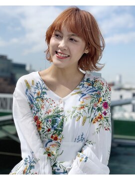 ピークアブー アヴェダ ギンザシックス(PEEK-A-BOO AVEDA GINZASIX) ネオウルフ　外ハネ　オレンジベージュ