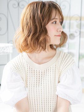 エイトサロン 八潮(8salon) 八潮/髪質改善/暖色系カラー×フェザーバングのフレンチボブc