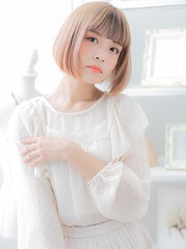 カバーヘア 上尾西口店(COVER HAIR)&nbsp;ハイトーンカラー外国人風前下がり金髪ボブa上尾10代20代30代