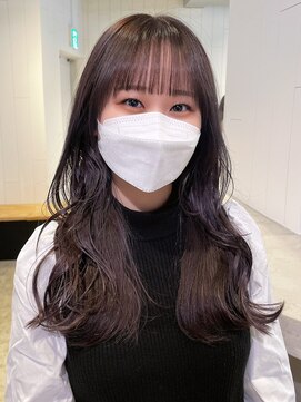 アイティーバイアルバム 八王子店(IT by ALBUM) ブラウンロング_斜めバンググレージュカラーシルキー_ba440811