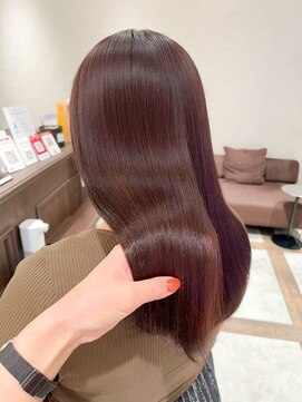 シャンドゥール 栄店(CHANDEUR) ツヤ髪髪質改善縮毛矯正チェリーブラウン ストレートロング
