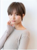 グレーベージュ/前髪パーマ/20代30代/大人かわいい/ショートボブ