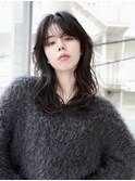 リラクシー/ゆるふわ/ウェットヘア/アッシュブラック/センター北