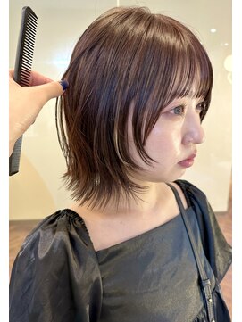 ジーナ 博多(Zina) カシスブラウン×外ハネボブ 顔周りレイヤー