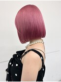 ブリーチ2回 ピンク ハイトーンピンク 渋谷ボブ ピンクボブ
