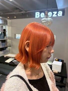 ベレーザ 渋谷(BELEZA) 17768切りっぱなしボブベージュオレンジミディアムレイヤー