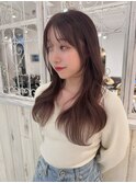 ピンクブラウン/顔まわりカット/韓国ヘア/レイヤーカット