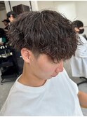 波巻きパーマメンズパーマメンズヘアツーブロックツイストパーマ