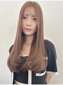 ショコラブラウンベージュ/ロングレイヤー/顔まわりカット