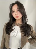 前髪かきあげロングレイヤー