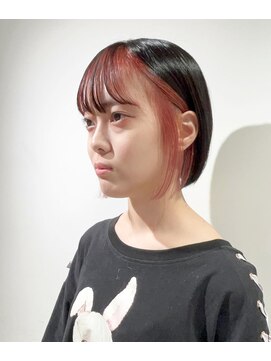 ゴウトゥデイ 渋谷MODI店(GO TODAY) 前髪インナーカラーピンク × 切りっぱなしボブ