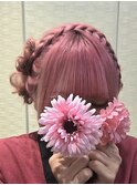 編み込みカチューシャ☆お花☆ツインお団子♪
