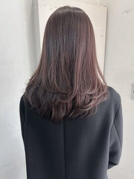 キャンバス バイ ネオリーブ 横浜西口(Canvas by neo.) セミロングレイヤー ワンカールレイヤーカット ボルドーカラー