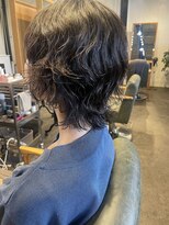 ムード マグ レーベル 南松本(MOOD Mag Label)&nbsp;20代30代40代ミディアムウルフパーマくびれひし形抜け感