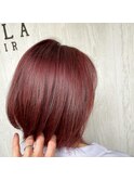 ラズベリーピンク×ワンレングスショートボブ♪【葛西】