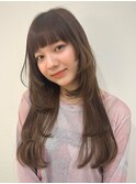 透明感カラーベージュ/ロングレイヤー/ワンカール/エアリー