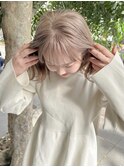 ピンクベージュハイトーンボブ/Wカラー