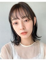 パザパ 寒河江店(pa.za.pa.)&nbsp;韓国風暗髪外はねロブ/シースルーバング/ダークブラウン/30代