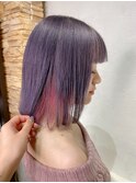 《アンククロス柴田》パープルグレージュ、ピンクヘアー