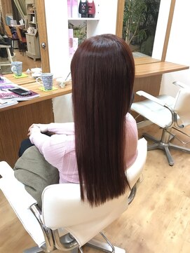 ラバイブ ヘアー(LOVIBE HAIR) 透け感カラー「レッドピンク」・縮毛矯正・酸性ストレート