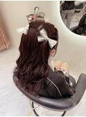 編み込みハーフツイン/梅田ヘアセット