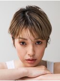 大人ハイライトグレージュショート40代50代