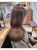 モカグレージュ 艶カラー 顔まわりカット レイヤーカット