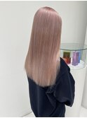 ハイトーンブリーチホワイトピンクベージュツヤカラー髪質改善