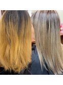 白髪ぼかしカラー(ハイライトあり)+髪質改善トリートメント