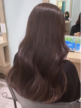 ヘアーメイクオズ(hair make O/S) |mizuho|ナチュラルラベンダーベージュ韓国風巻きゆる巻きロング