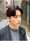 艶センターパートニュアンスパーマダークアッシュ韓国マッシュ
